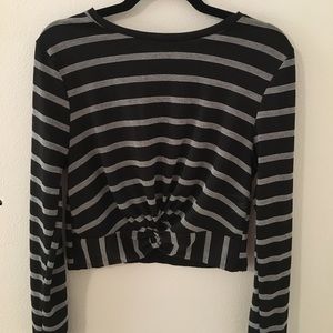 Cropped Black and White Striped Top
